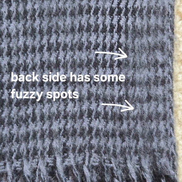 Black and Grey Cashmere Houndstooth Scarf Black Grey - Picture 4 of 10